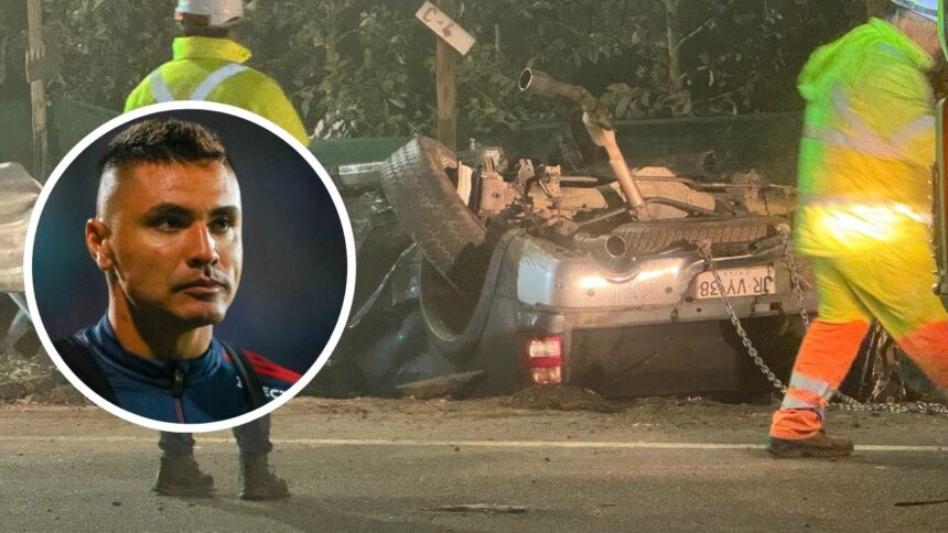 El vehículo destrozado de Cristóbal Campos tras grave accidente automovilístico
