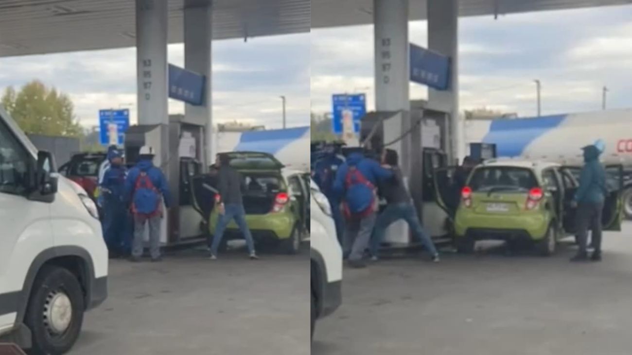Supuesto cliente defiende a trabajadores con arma de fogueo en Concepción