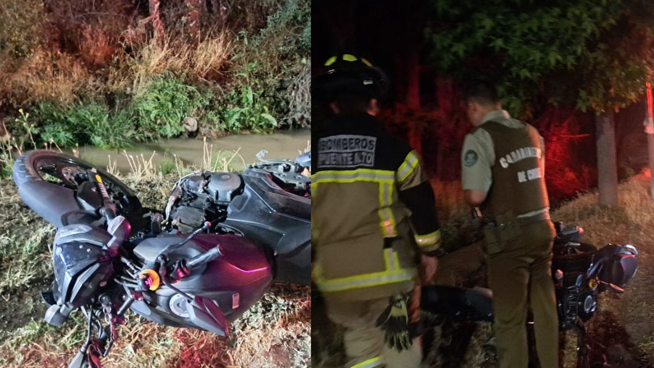 Trágico accidente en Pirque: motociclista fallece tras colisión en canal. Trágico accidente en Pirque: motociclista fallece tras colisión en canal.