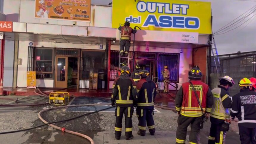 Incendio en Temuco: dos locales destruidos por llamas voraces