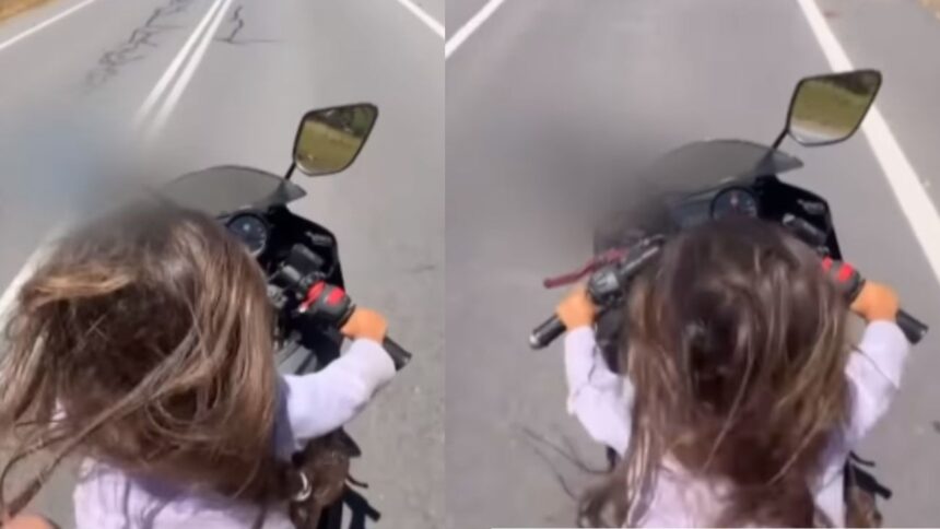 Niña conduce moto a 80 km/h sin casco: irresponsabilidad extrema