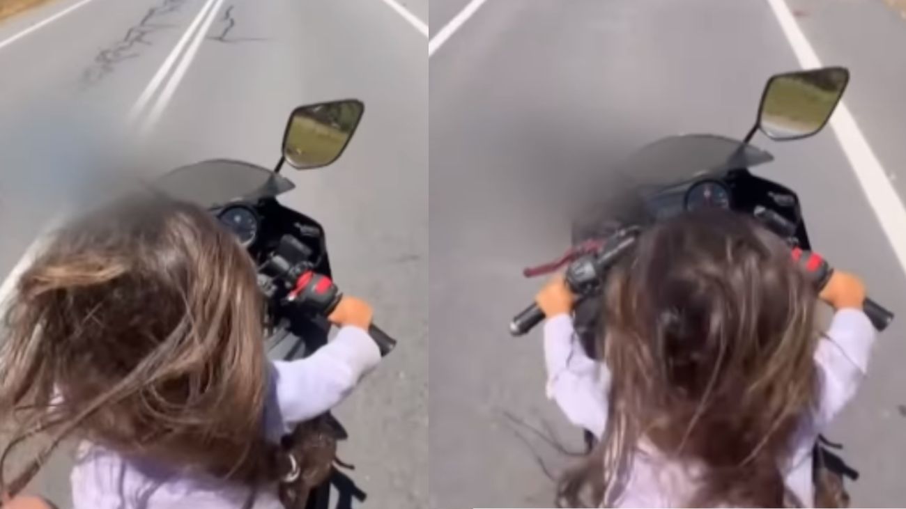 Niña conduce moto a 80 km/h sin casco: irresponsabilidad extrema