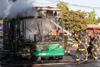 Incendio de bus RED en La Florida: máquina completamente destruida