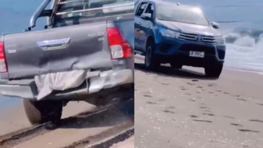 Conductor irresponsable genera indignación al circular en playa de Colcura