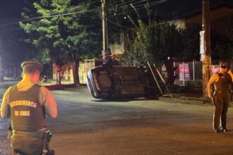 Vehículo de la SIP de Carabineros se vuelca durante persecución