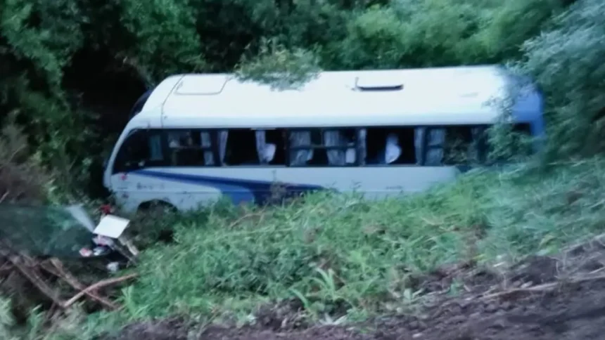 Accidente en Puerto Montt: 10 personas lesionadas en microbús precipitado