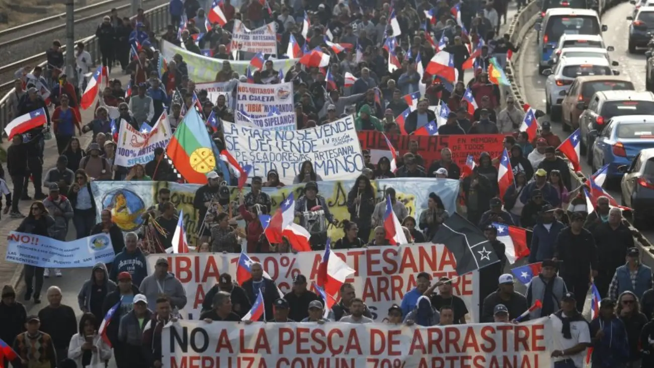 Pescadores en protesta por Ley de Fraccionamiento en Valparaíso Pescadores en protesta por Ley de Fraccionamiento en Valparaíso