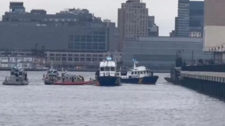 Helicóptero cae al río Hudson en Nueva York: tres rescatados