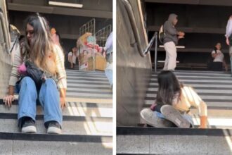 Indignante video muestra a joven con discapacidad arrastrándose por escaleras de Metro