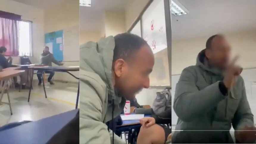 Profesor amenaza a estudiante con pupitre durante discusión sobre celulares