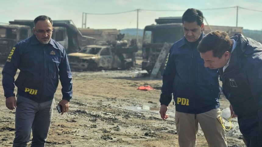 Ataque incendiario en central hidroeléctrica Rucalhue deja 47 camiones destruidos