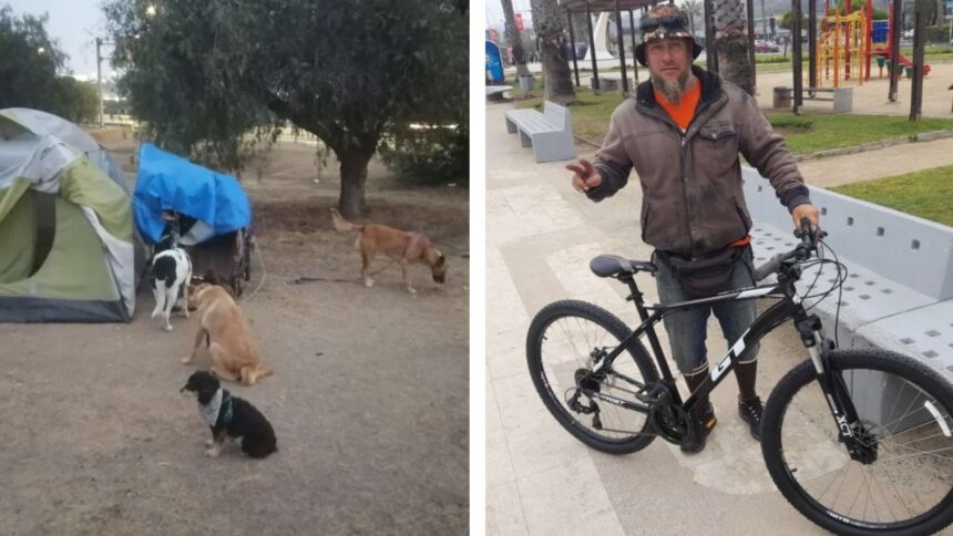 Argentino recorre Sudamérica en bicicleta con cinco perros como compañeros