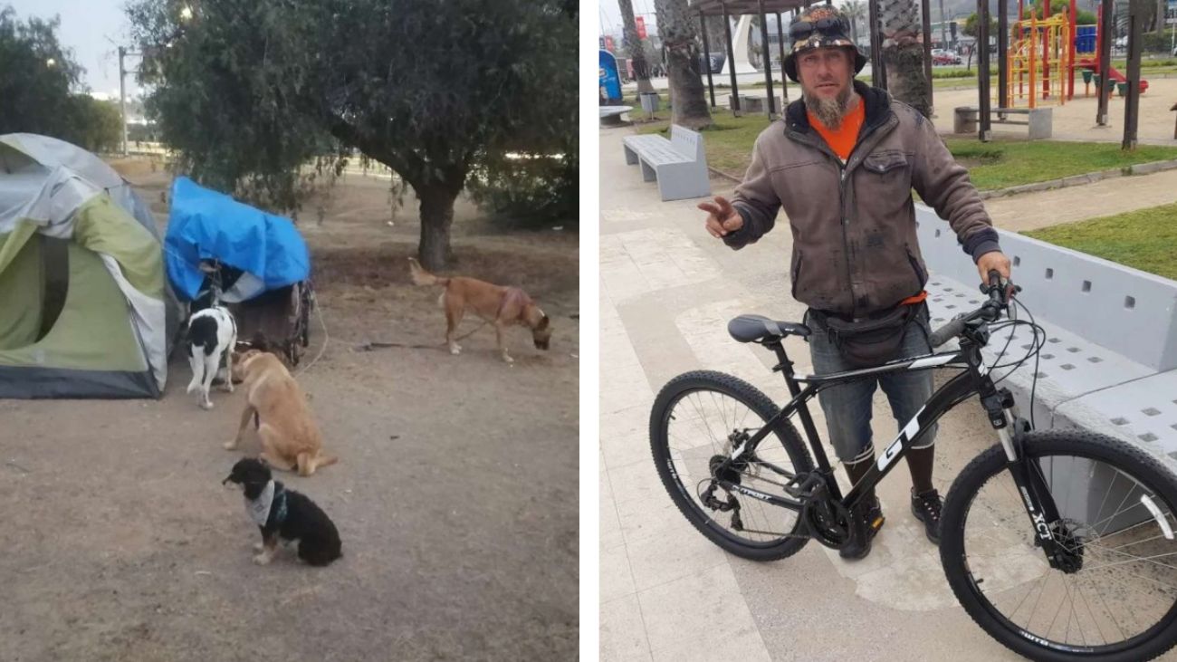 Argentino recorre Sudamérica en bicicleta con cinco perros como compañeros