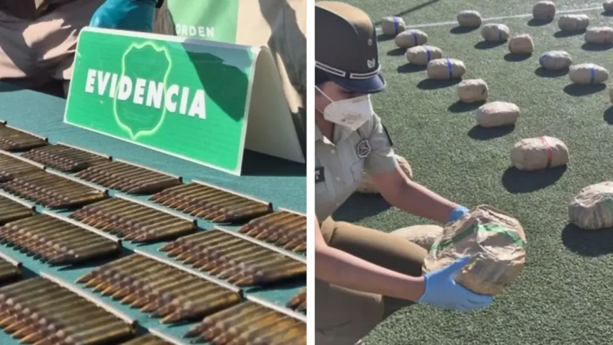 Hallan 510 kilos de marihuana y armamento en camioneta robada