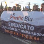 Protesta trabajadores PacificBlu por cierre pesquera en Talcahuano