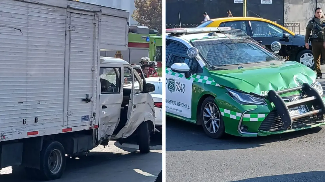 Choque de vehículo policial en persecución en Las Condes: dos heridos Choque de vehículo policial en persecución en Las Condes: dos heridos
