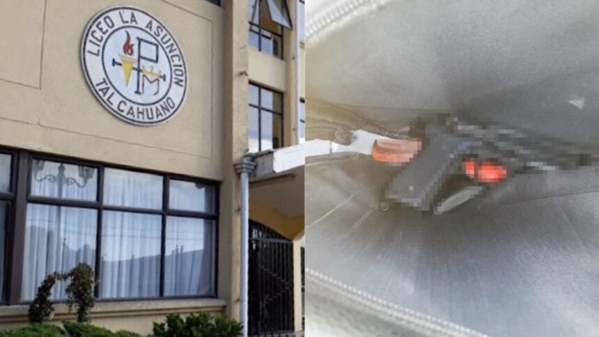 Arma de fuego encontrada en mochila de estudiante en Talcahuano, protocolo Aula Segura activada