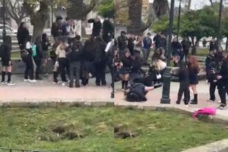 Riña escolar en Plaza de Armas de Lota: jóvenes detenidas