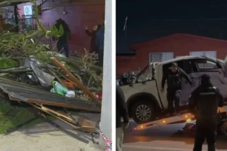 Conductor vuelca su camioneta en Macul, destruye fachada y es detenido