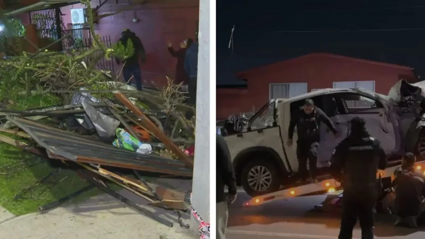 Conductor vuelca su camioneta en Macul, destruye fachada y es detenido