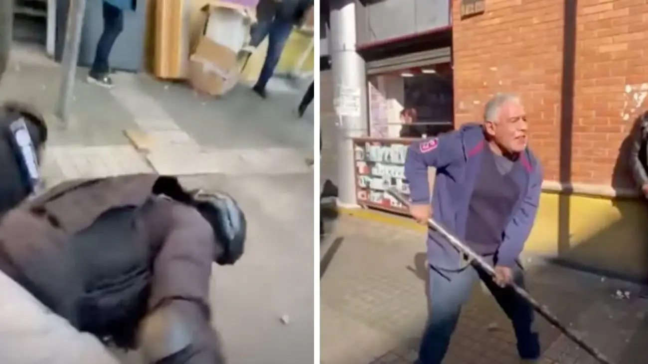 Violenta agresión a personal de seguridad en Barrio Meiggs por comerciantes ilegales Violenta agresión a personal de seguridad en Barrio Meiggs por comerciantes ilegales