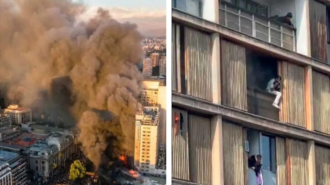 Incendio en edificio de Santiago obliga a evacuación de galería comercial Incendio en edificio de Santiago obliga a evacuación de galería comercial